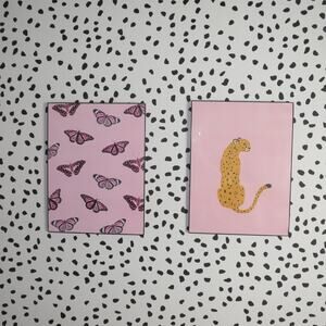 Haus and Hues Pink Cheetah and Butterfly Print Framed Poster Prints